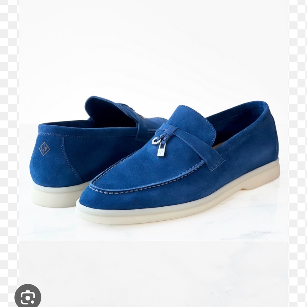 Summer loafers Italian blue suede women’s size 38 flats casual